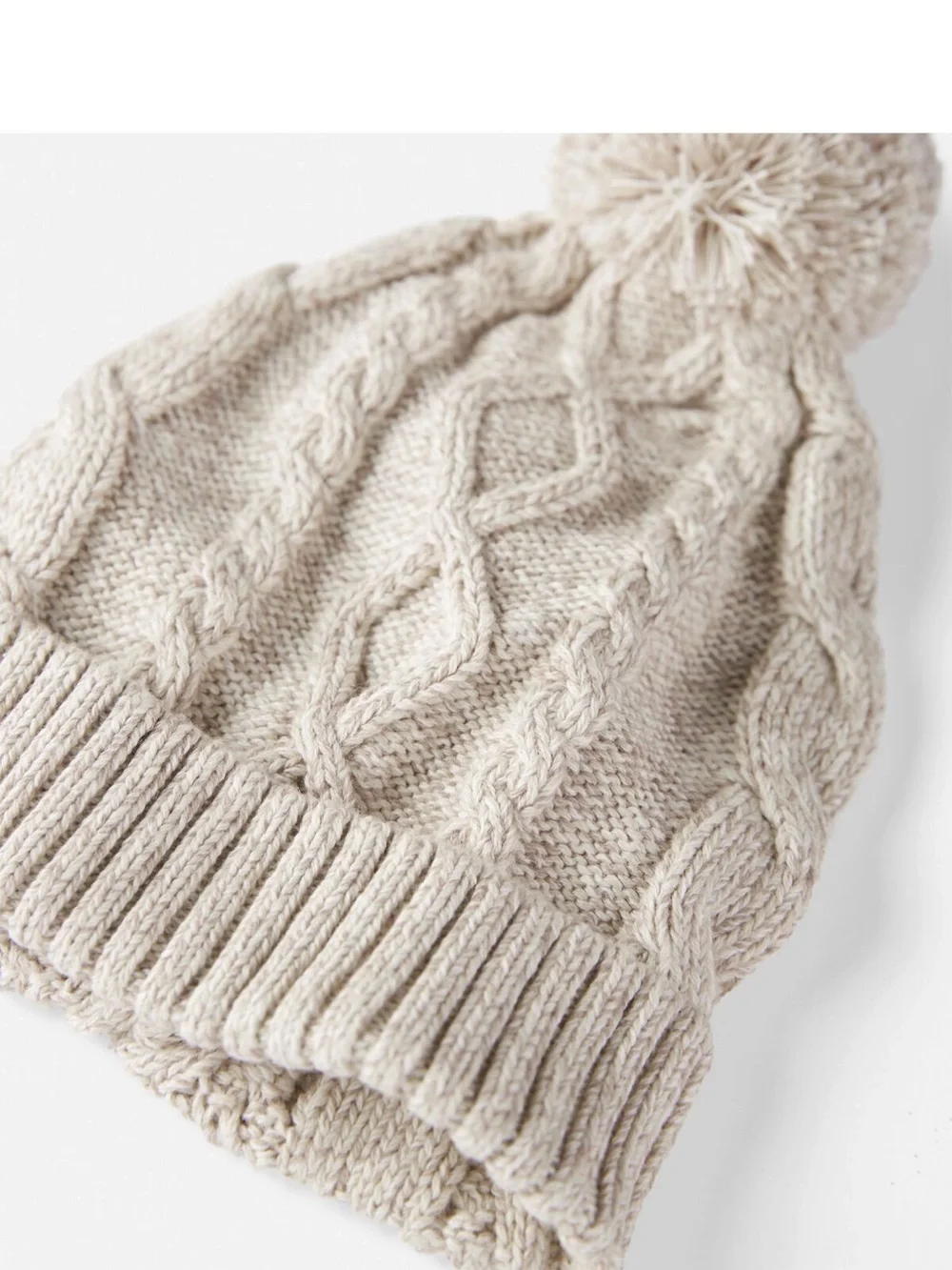 Baby Organic Cotton Cable Knit Beanie in Toasted Wheat
